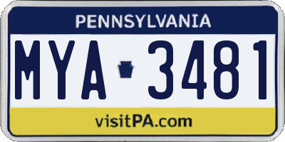 PA license plate MYA3481