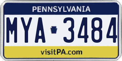 PA license plate MYA3484