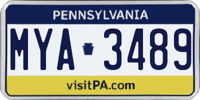 PA license plate MYA3489