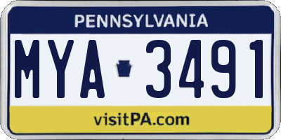 PA license plate MYA3491