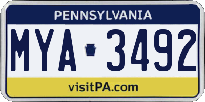 PA license plate MYA3492