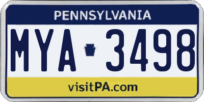 PA license plate MYA3498