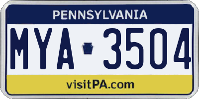 PA license plate MYA3504