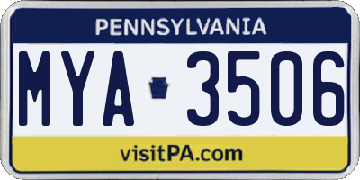 PA license plate MYA3506