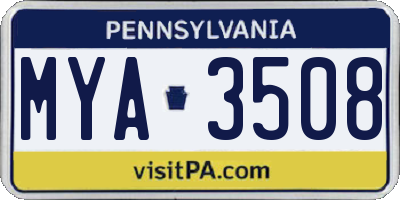 PA license plate MYA3508