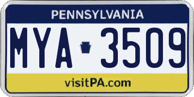 PA license plate MYA3509