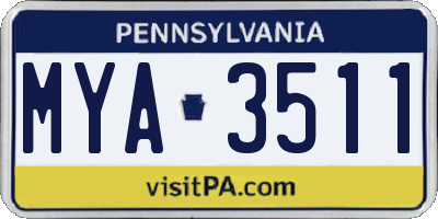 PA license plate MYA3511
