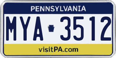 PA license plate MYA3512