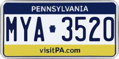 PA license plate MYA3520