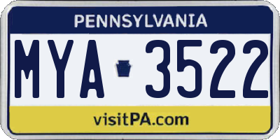 PA license plate MYA3522