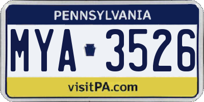 PA license plate MYA3526