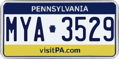 PA license plate MYA3529