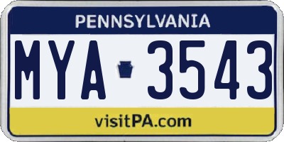 PA license plate MYA3543