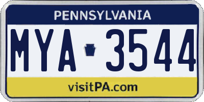 PA license plate MYA3544