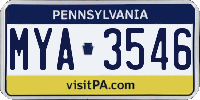 PA license plate MYA3546
