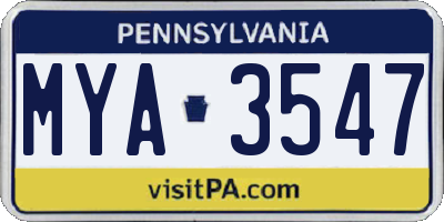 PA license plate MYA3547
