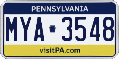 PA license plate MYA3548