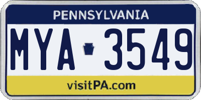 PA license plate MYA3549