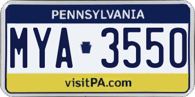 PA license plate MYA3550