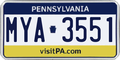 PA license plate MYA3551
