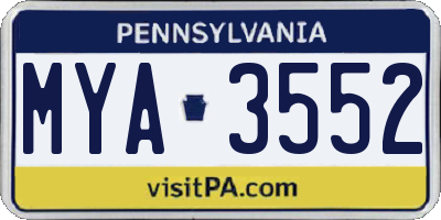 PA license plate MYA3552