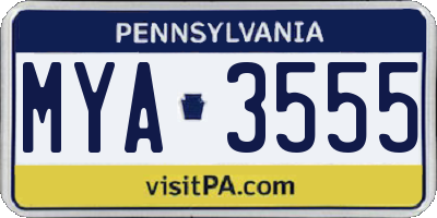 PA license plate MYA3555