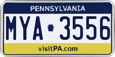 PA license plate MYA3556