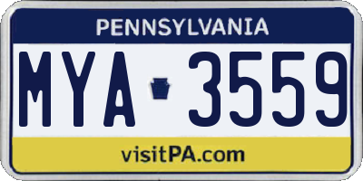 PA license plate MYA3559