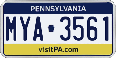 PA license plate MYA3561