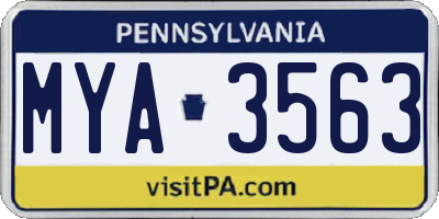 PA license plate MYA3563