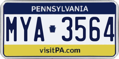 PA license plate MYA3564