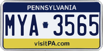 PA license plate MYA3565