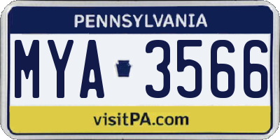 PA license plate MYA3566