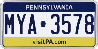 PA license plate MYA3578