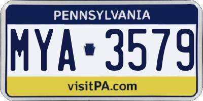 PA license plate MYA3579