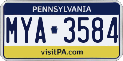 PA license plate MYA3584
