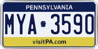 PA license plate MYA3590