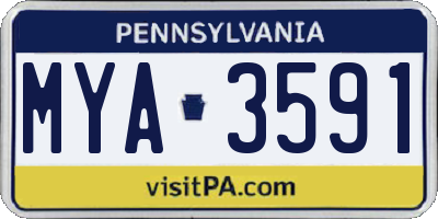 PA license plate MYA3591