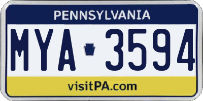 PA license plate MYA3594