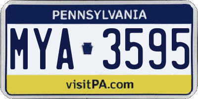 PA license plate MYA3595
