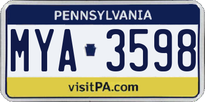 PA license plate MYA3598
