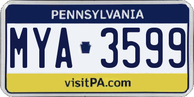 PA license plate MYA3599