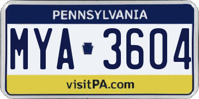 PA license plate MYA3604