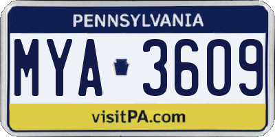 PA license plate MYA3609