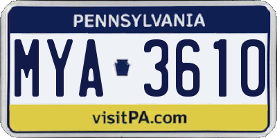 PA license plate MYA3610