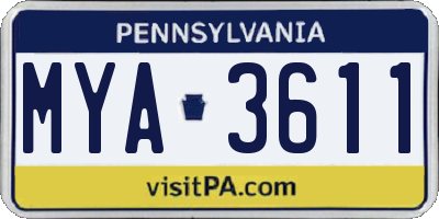 PA license plate MYA3611