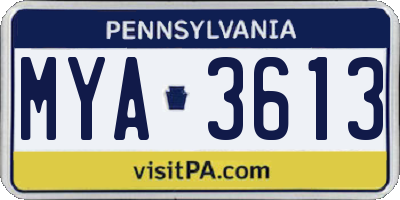 PA license plate MYA3613