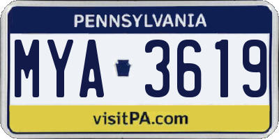 PA license plate MYA3619