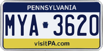 PA license plate MYA3620