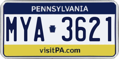 PA license plate MYA3621